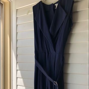 H&M Navy pants suit with belt EUC 4